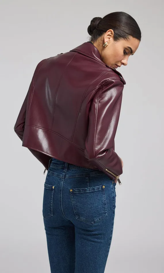 Generation Love Clothing Outerwear Cosita Vegan Leather Moto Jacket Malbec 8211 Women