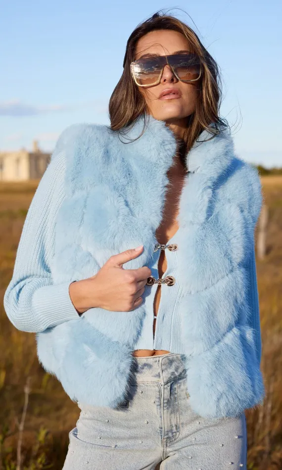 Generation Love Clothing Outerwear Rosario Faux Fur Vest Powder Blue 8211 Women