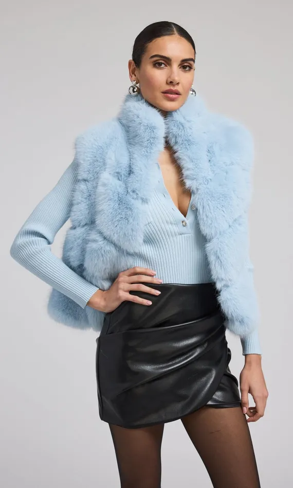 Generation Love Clothing Outerwear Rosario Faux Fur Vest Powder Blue 8211 Women