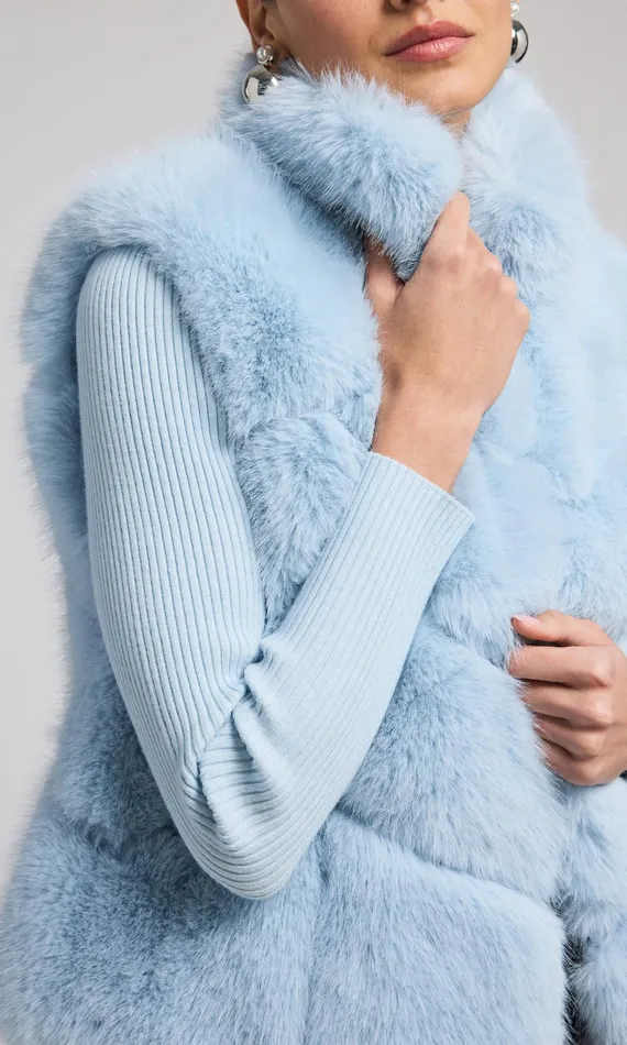 Generation Love Clothing Outerwear Rosario Faux Fur Vest Powder Blue 8211 Women