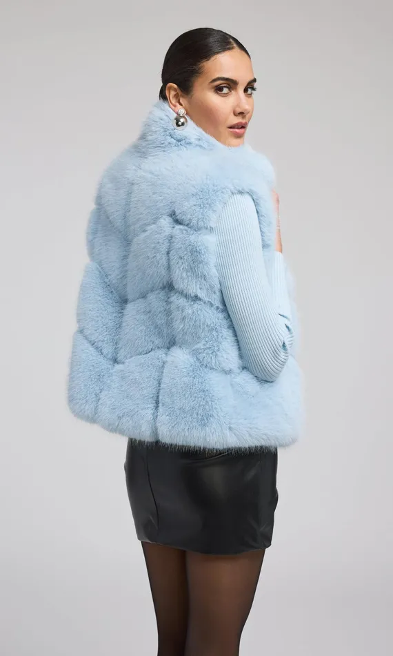 Generation Love Clothing Outerwear Rosario Faux Fur Vest Powder Blue 8211 Women