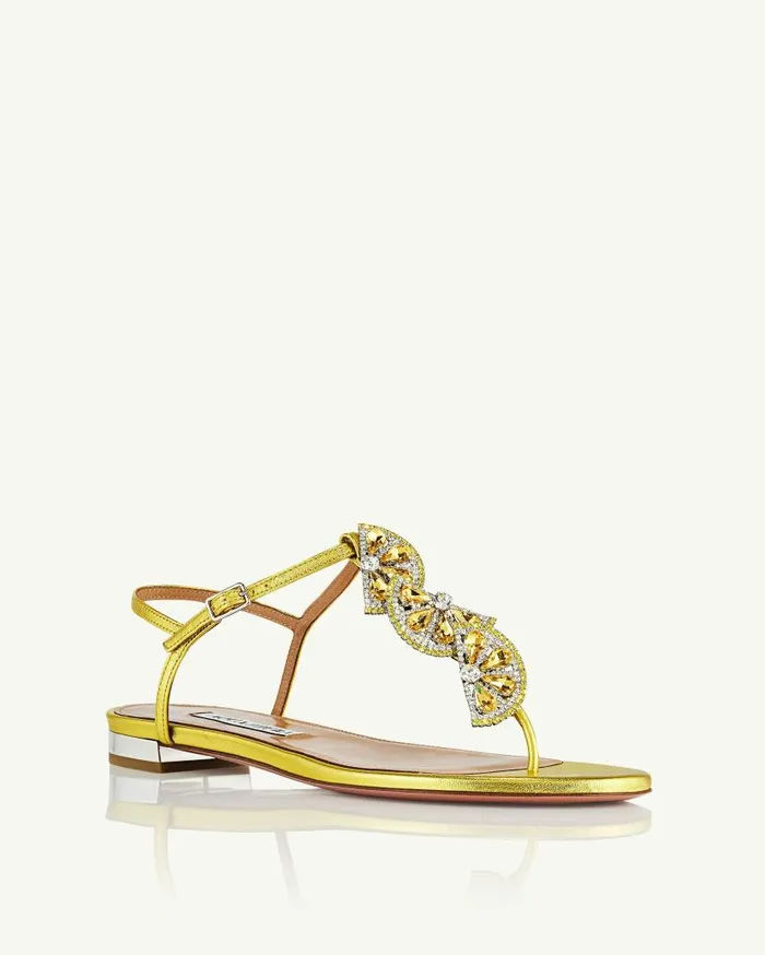 Gin Tonic Sandal Flat Yellow Women Aquazzura Flats