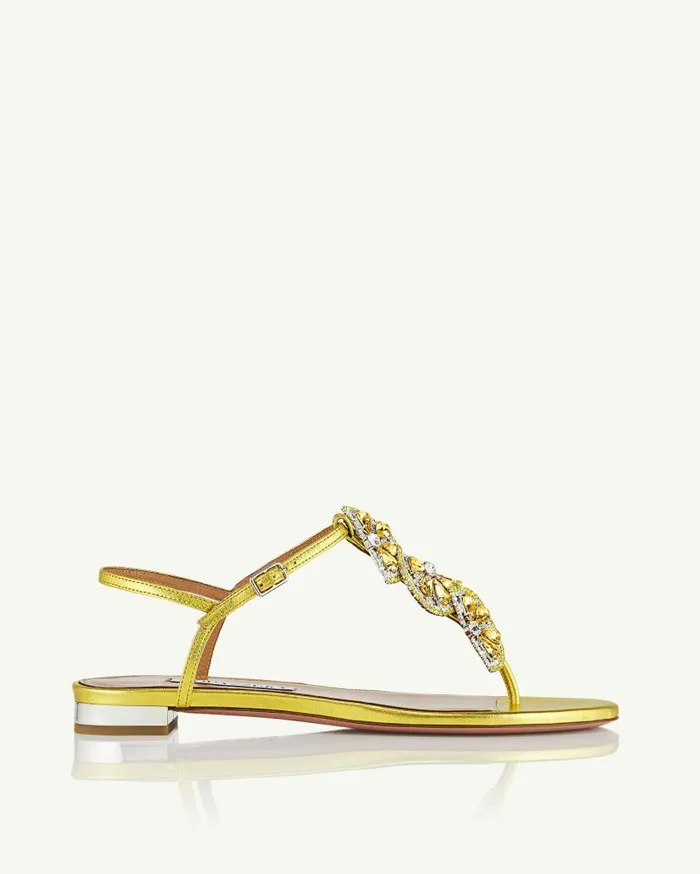 Gin Tonic Sandal Flat Yellow Women Aquazzura Flats Gin Tonic Sandal Flat Yellow Women Aquazzura Flats