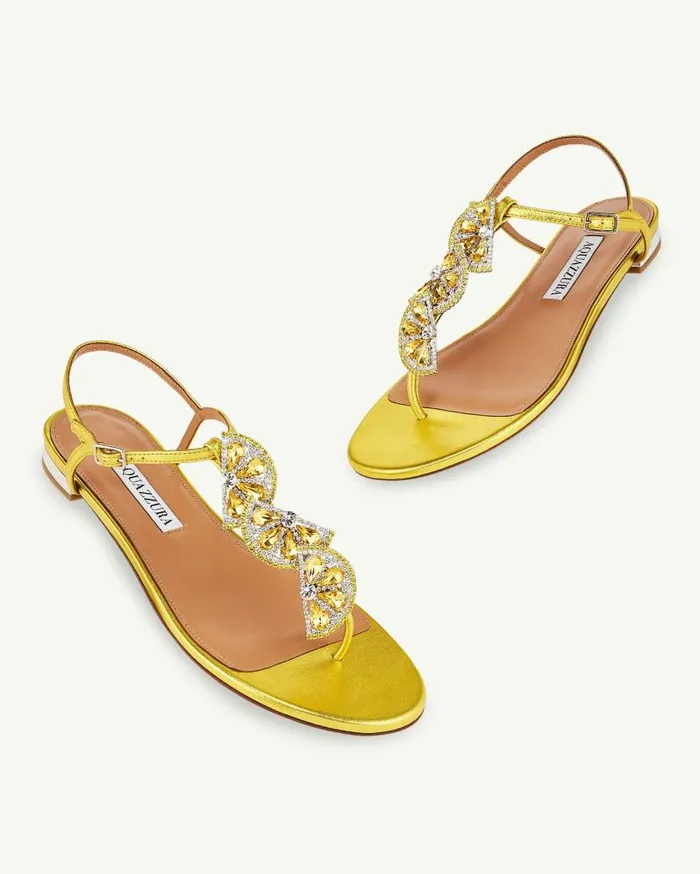 Gin Tonic Sandal Flat Yellow Women Aquazzura Flats Gin Tonic Sandal Flat Yellow Women Aquazzura Flats
