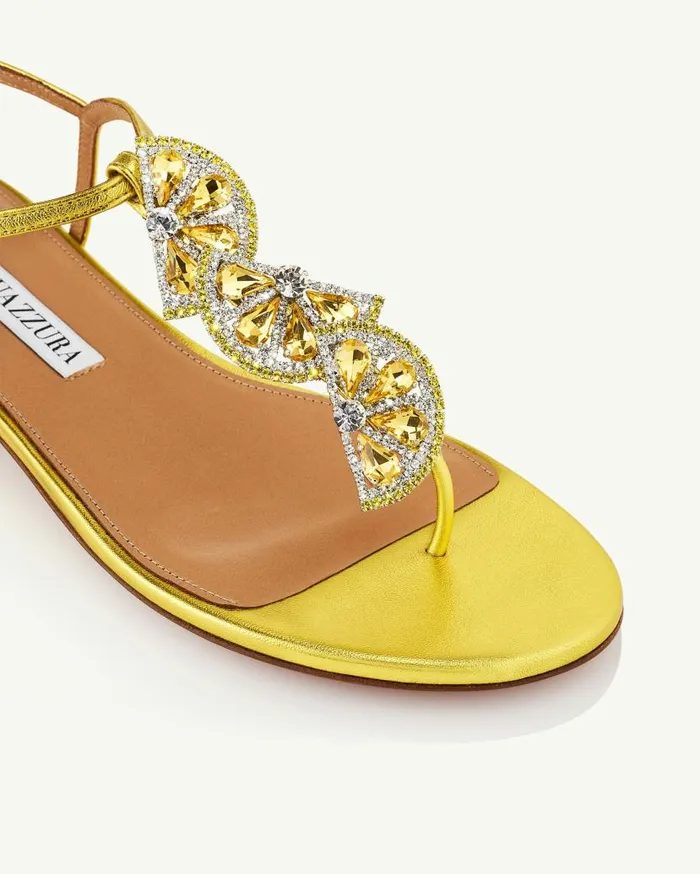 Gin Tonic Sandal Flat Yellow Women Aquazzura Flats Gin Tonic Sandal Flat Yellow Women Aquazzura Flats