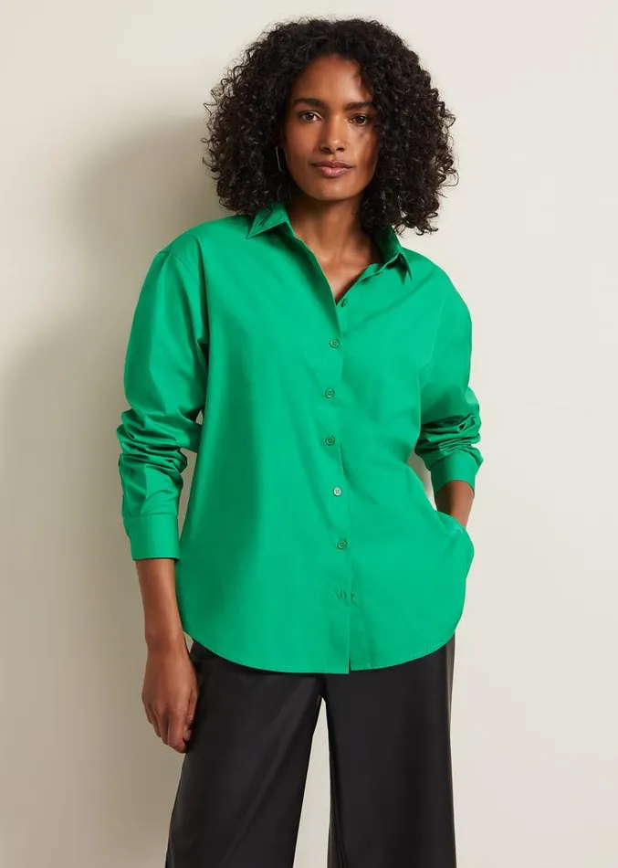 Green Cotton Oversized Shirt Green Women Phase Eight Shirts and Blouses