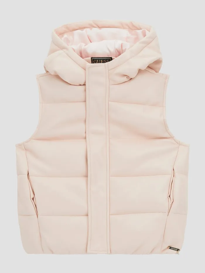 GUESS Big Girl 7 14 Puffer FauxLeather Vest 616 Pink 8211 Kids