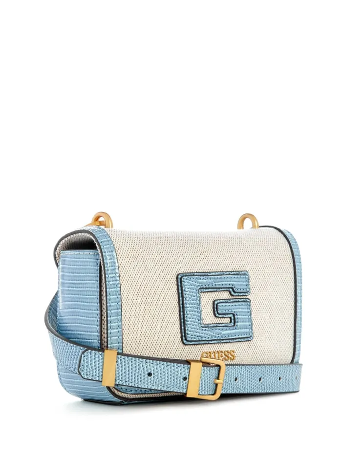 GUESS Crossbodies G Status SnakeEmbossed Mini Crossbody Gray 8211 Unisex