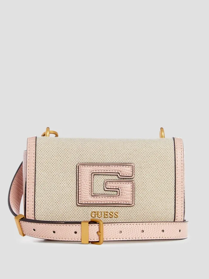 GUESS Crossbodies G Status SnakeEmbossed Mini Crossbody Gray 8211 Unisex