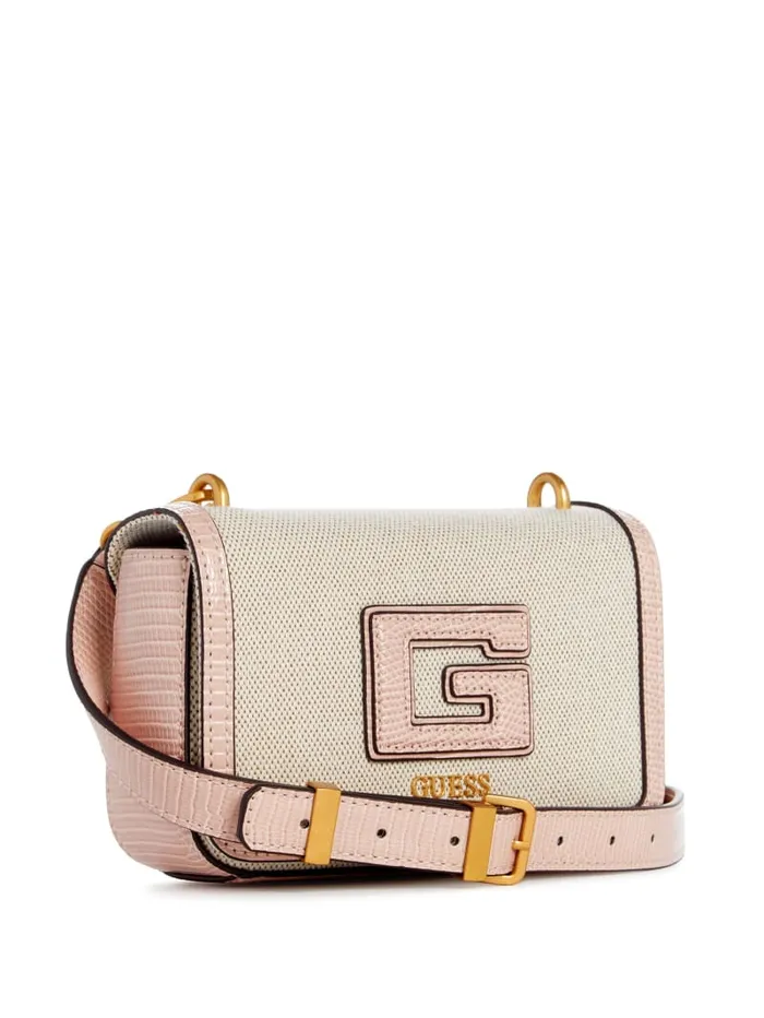 GUESS Crossbodies G Status SnakeEmbossed Mini Crossbody Gray 8211 Unisex