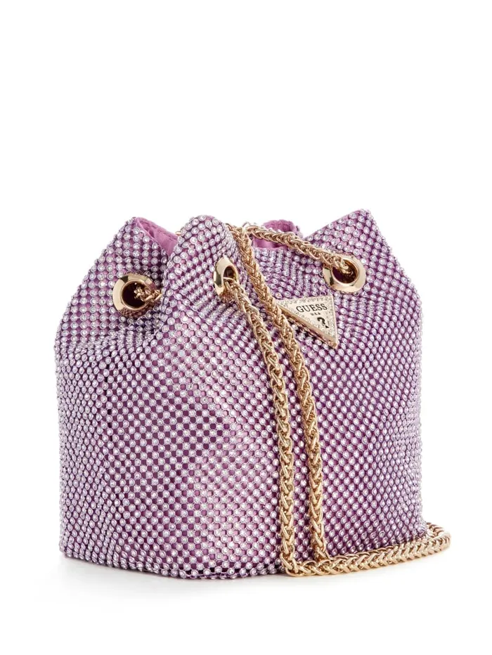 GUESS Evening Bags Lua Rhinestone Mesh Mini Pouch Bag Pink 8211 Unisex