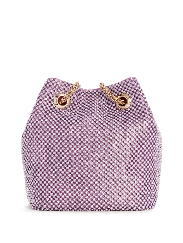 GUESS Evening Bags Lua Rhinestone Mesh Mini Pouch Bag Pink 8211 Unisex