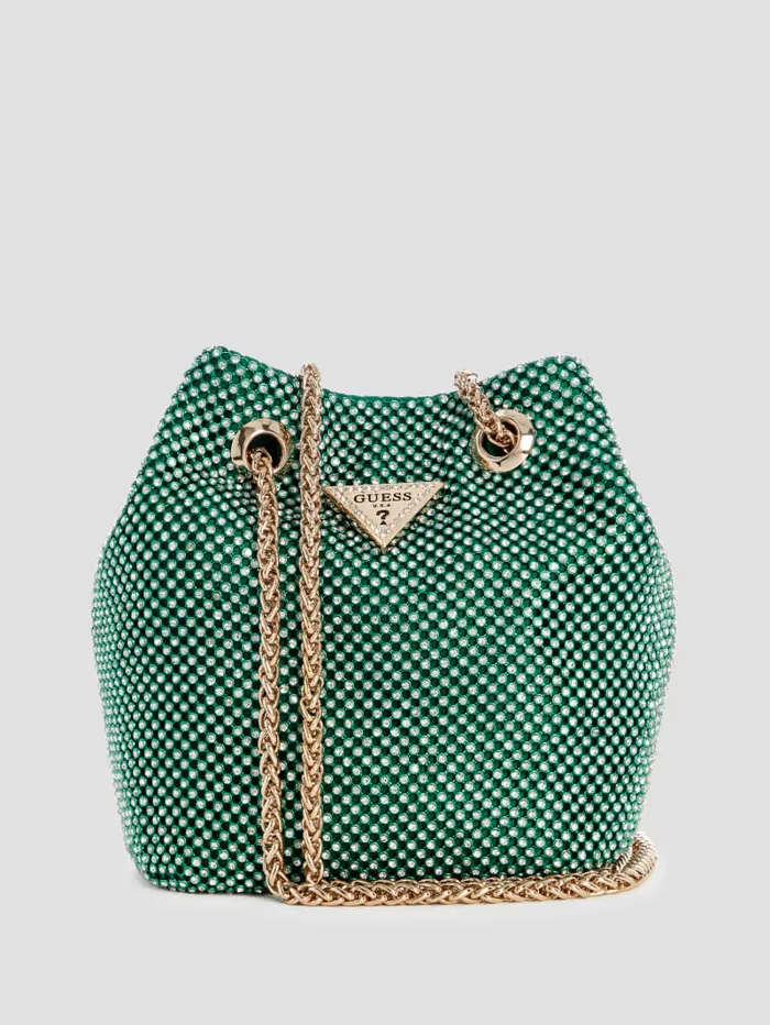 GUESS Evening Bags Lua Rhinestone Mesh Mini Pouch Bag Pink 8211 Unisex