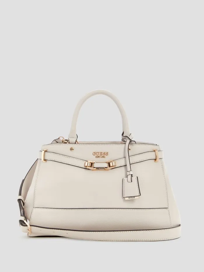 GUESS Handbags Silvye Luxury Satchel White 8211 Women