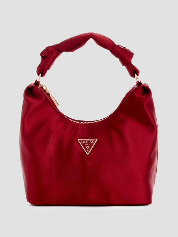 GUESS Handbags Velina Satin Hobo Bag Red 8211 Women