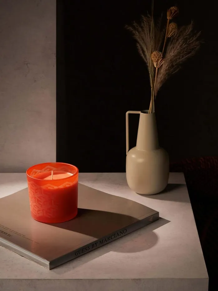 GUESS Home LaserCut G Cube Candle Orange 8211 Women
