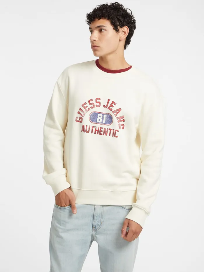 GUESS Hoodies and Sweaters Authentic Logo Crewneck Sweatshirt Black 8211 Men