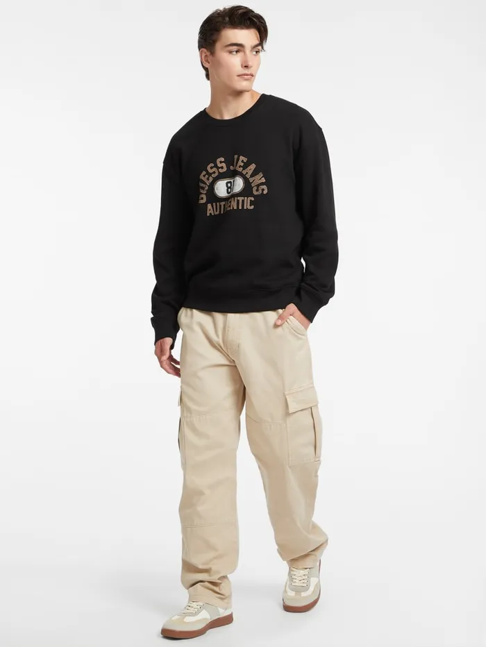 GUESS Hoodies and Sweaters Authentic Logo Crewneck Sweatshirt Black 8211 Men