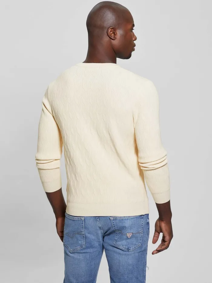 GUESS Hoodies and Sweaters Eco Delroy Stitched Sweater Beige 8211 Men