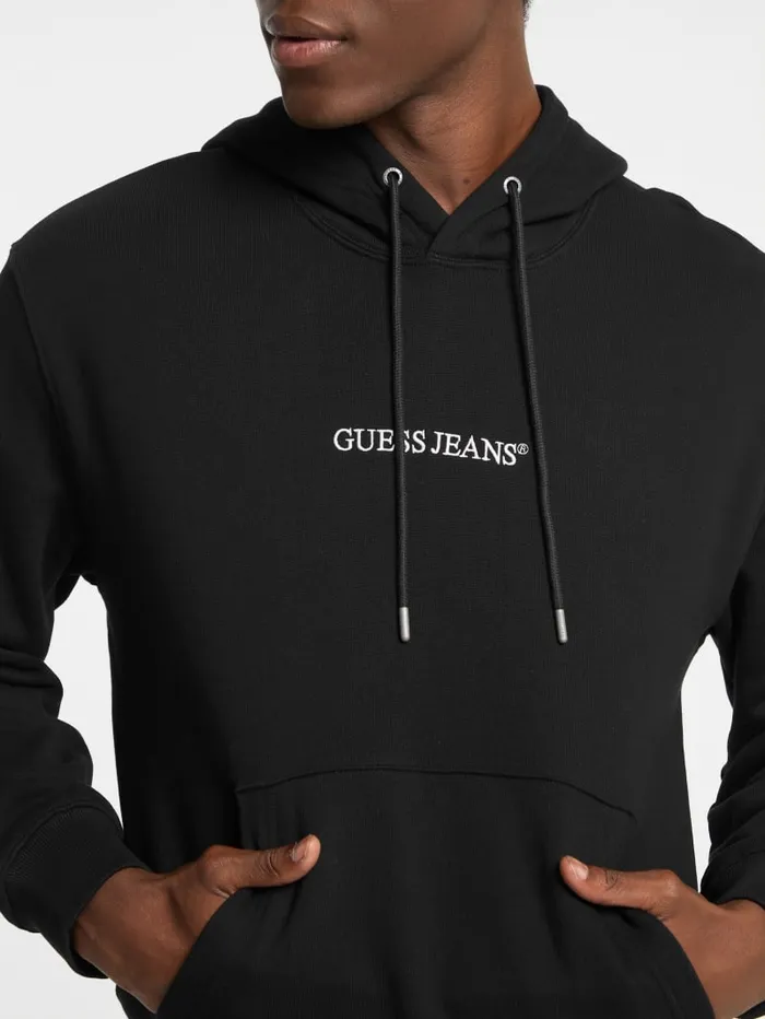 GUESS Hoodies and Sweaters Eco Hooded Logo Sweater Black 8211 Men