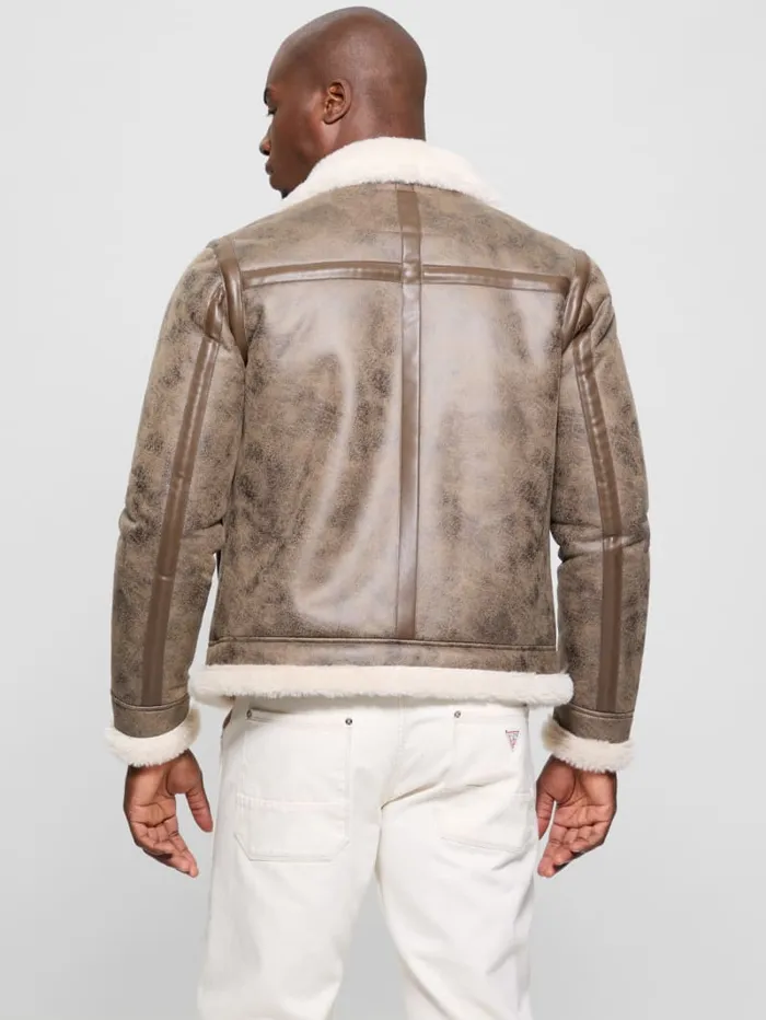 GUESS Jackets and Coats Aviator Shearling Jacket Black 8211 Men