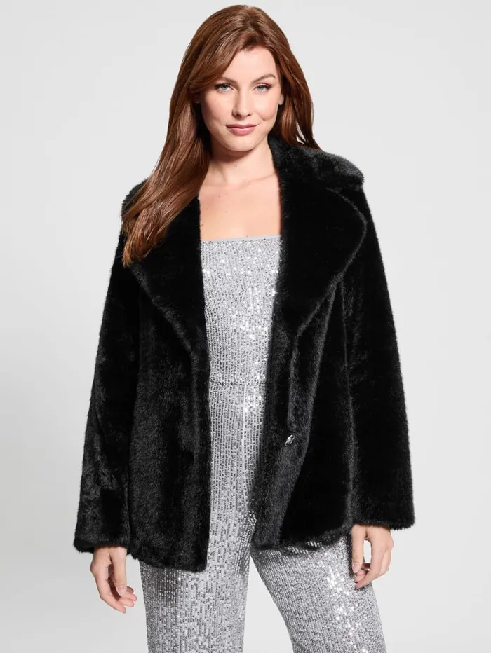 GUESS Jackets and Coats Filomena FauxFur Jacket Black 8211 Women