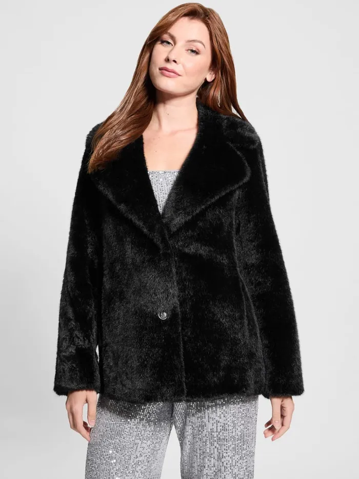 GUESS Jackets and Coats Filomena FauxFur Jacket Black 8211 Women