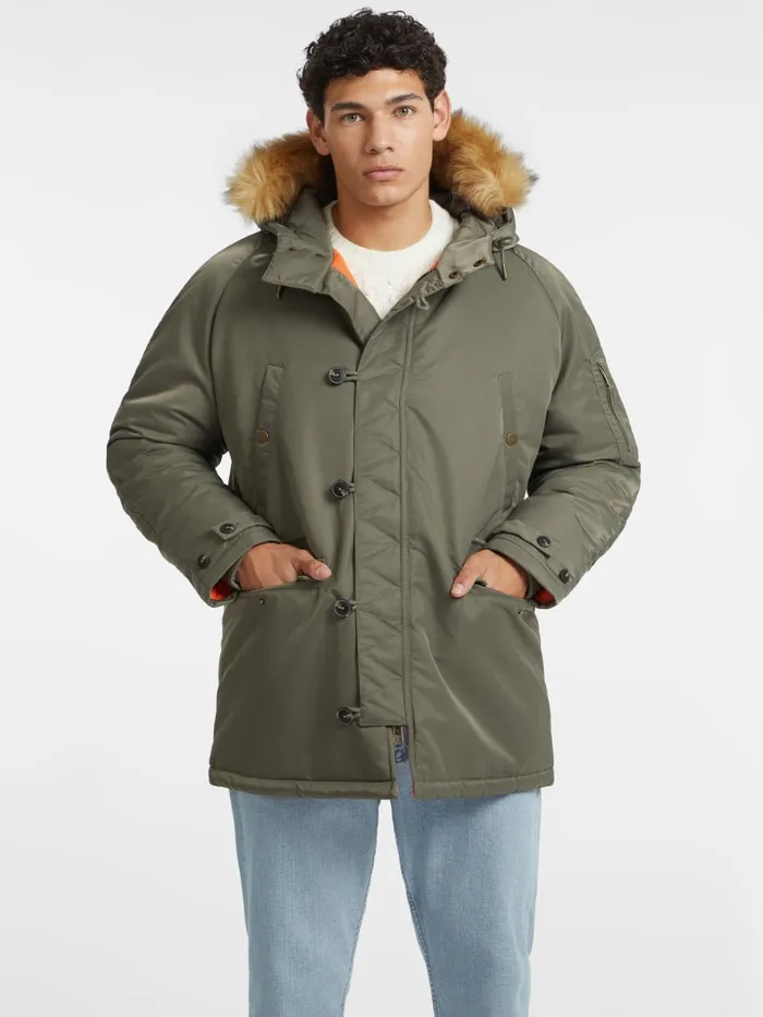 GUESS Jackets and Coats Hooded Nylon Parka Green 8211 Men