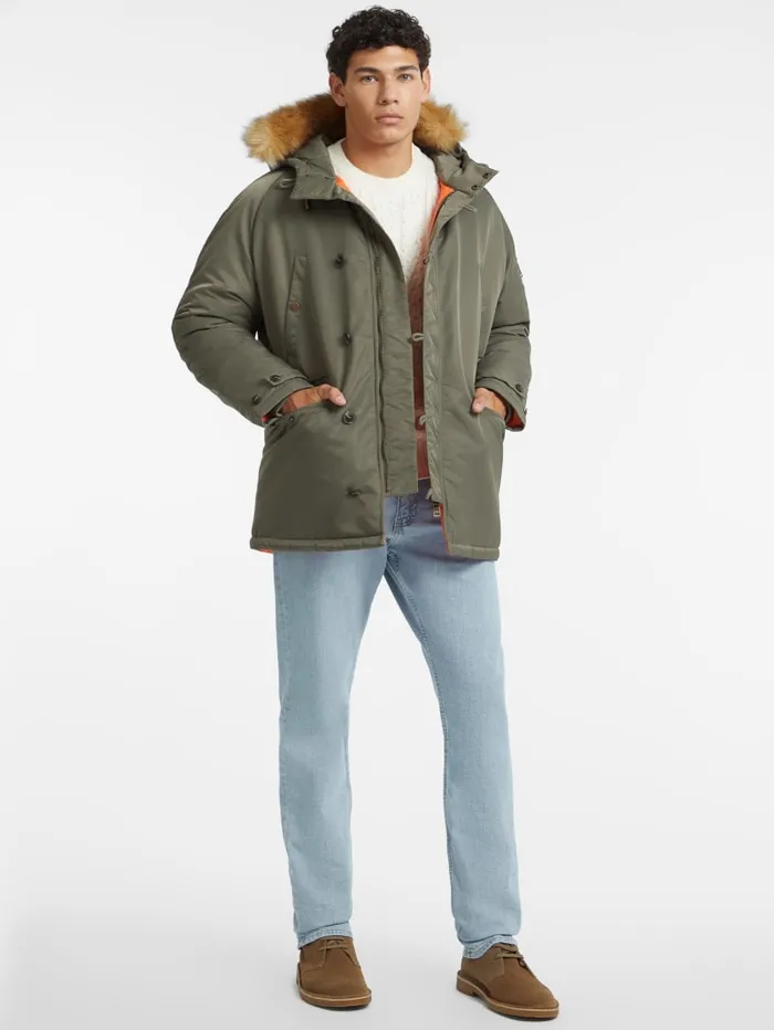GUESS Jackets and Coats Hooded Nylon Parka Green 8211 Men