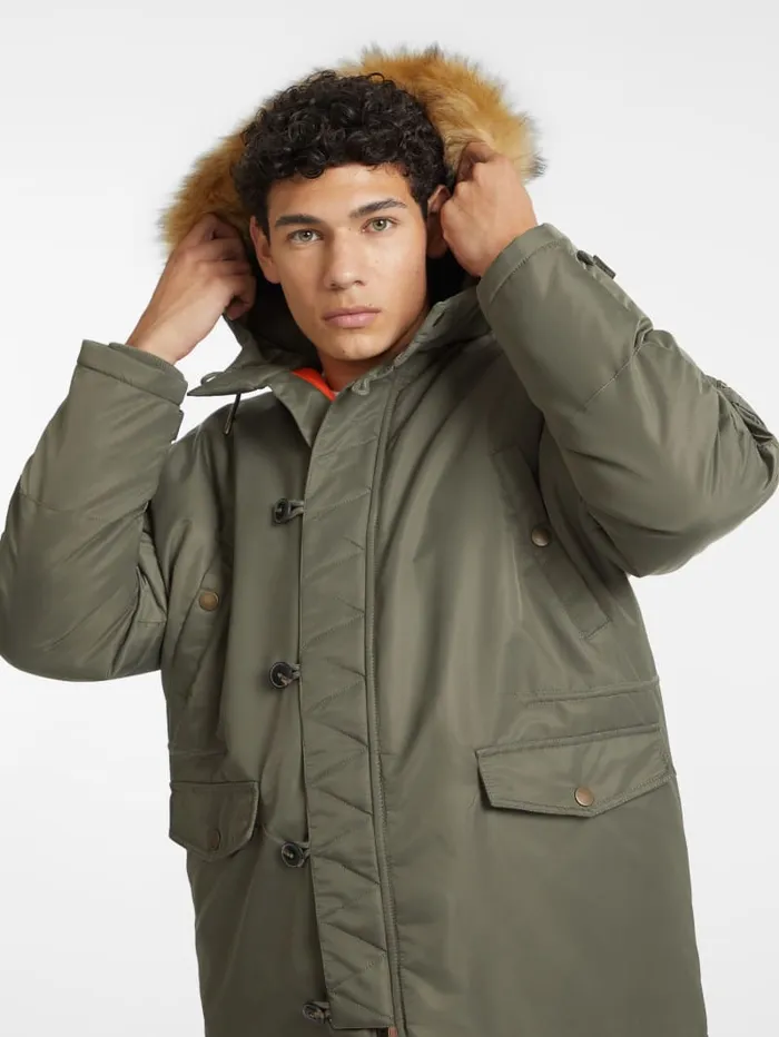 GUESS Jackets and Coats Hooded Nylon Parka Green 8211 Men