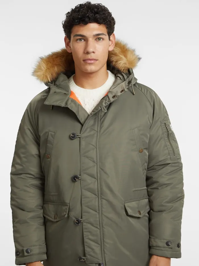 GUESS Jackets and Coats Hooded Nylon Parka Green 8211 Men