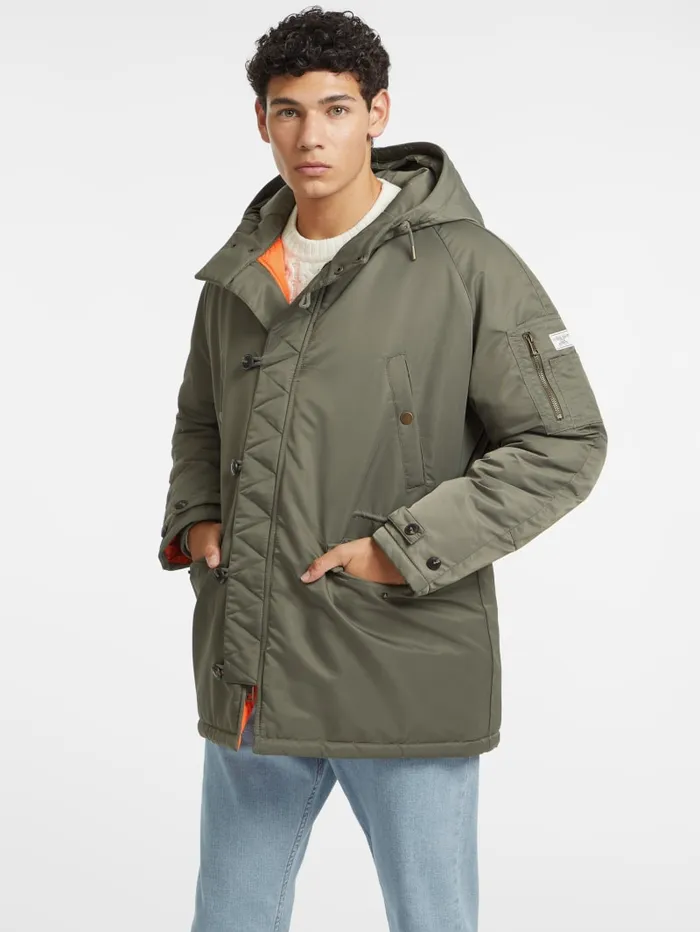 GUESS Jackets and Coats Hooded Nylon Parka Green 8211 Men