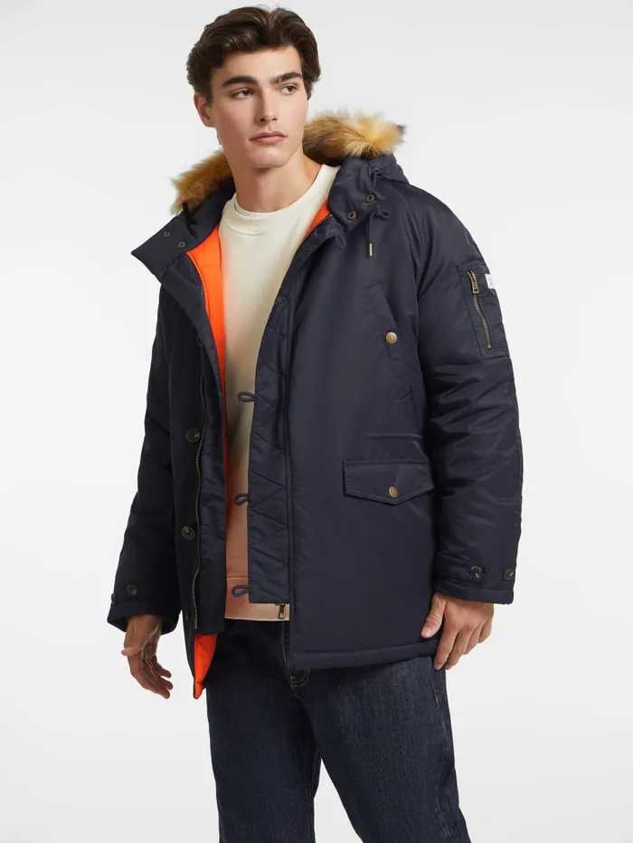GUESS Jackets and Coats Hooded Nylon Parka Green 8211 Men