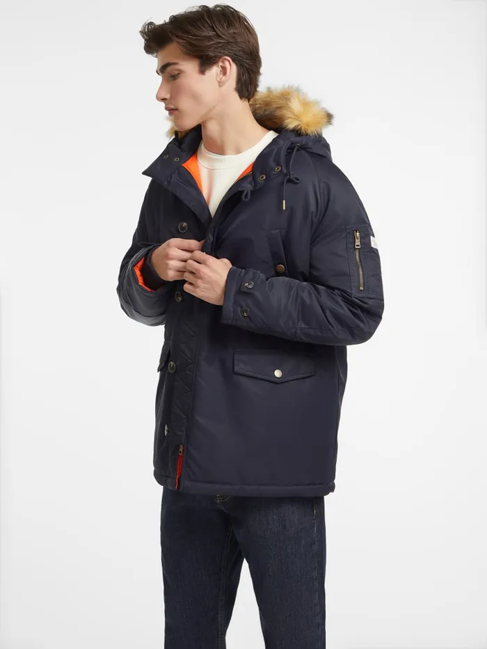 GUESS Jackets and Coats Hooded Nylon Parka Green 8211 Men