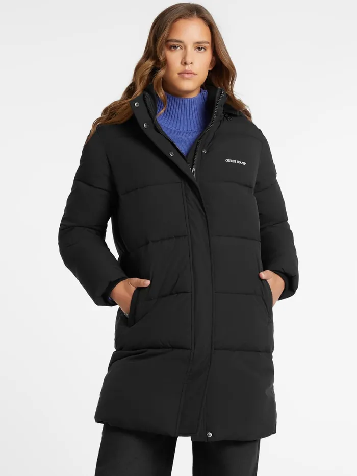 GUESS Jackets and Coats Hooded Puffer Jacket Black 8211 Women