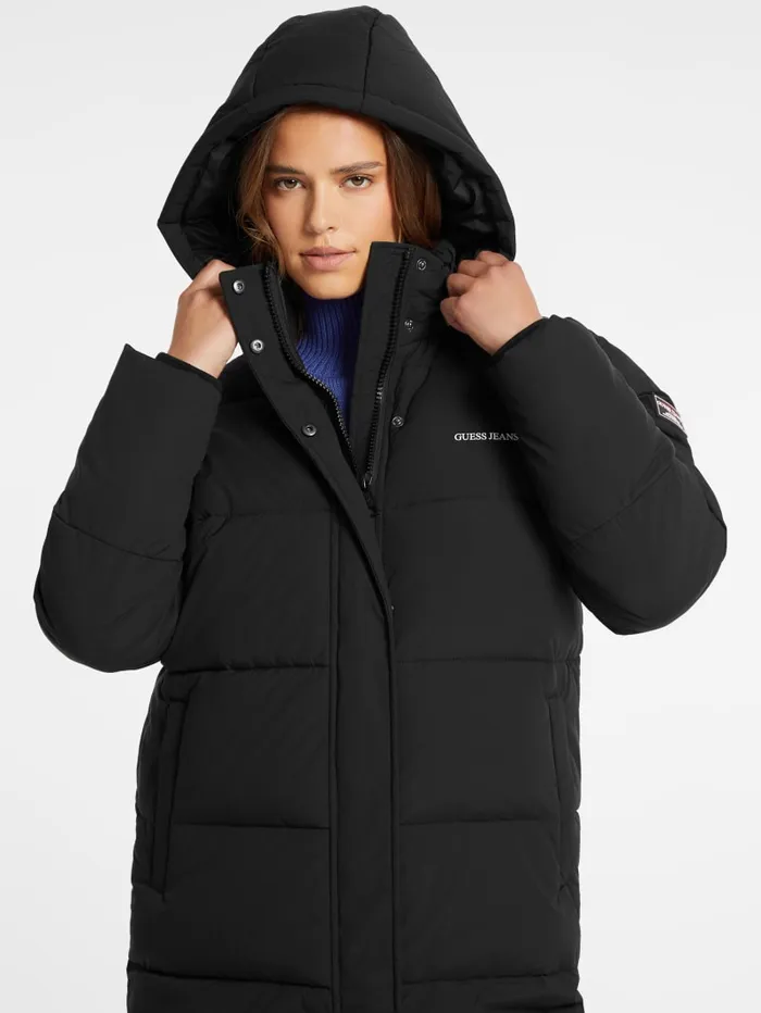 GUESS Jackets and Coats Hooded Puffer Jacket Black 8211 Women