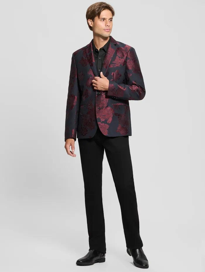 GUESS Jackets and Coats Jacquard Floral Blazer Blue 8211 Men