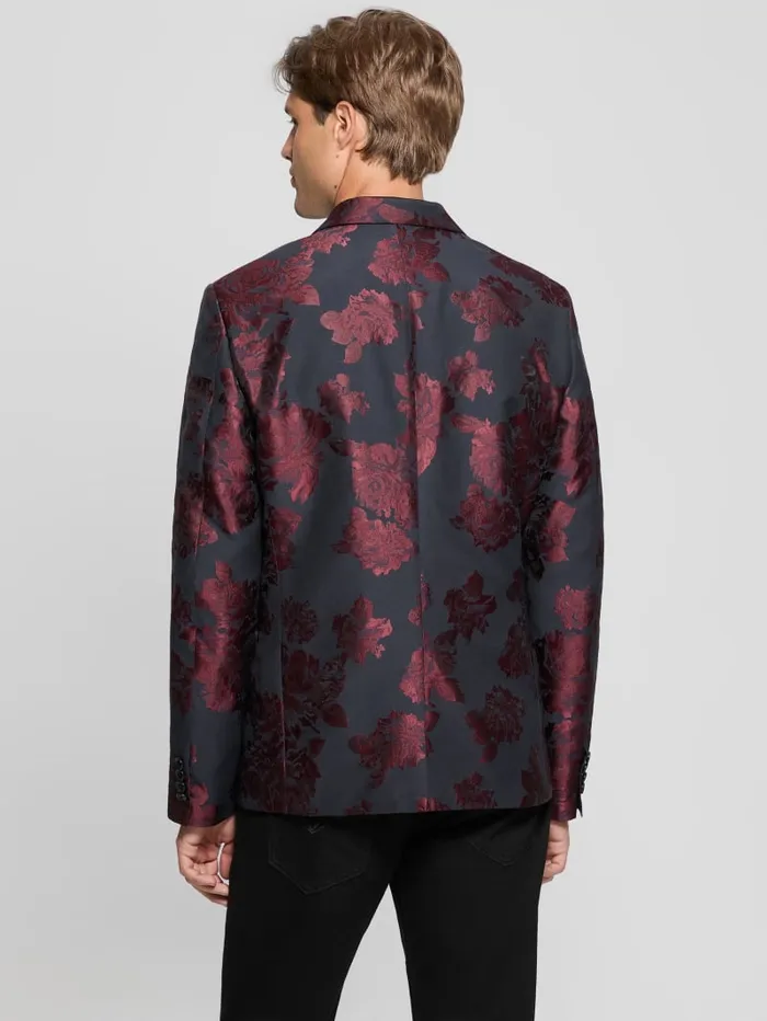 GUESS Jackets and Coats Jacquard Floral Blazer Blue 8211 Men