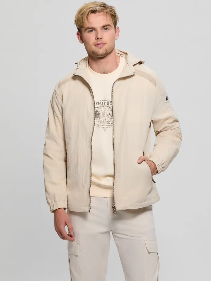GUESS Jackets and Coats Marine Windbreaker Beige 8211 Men