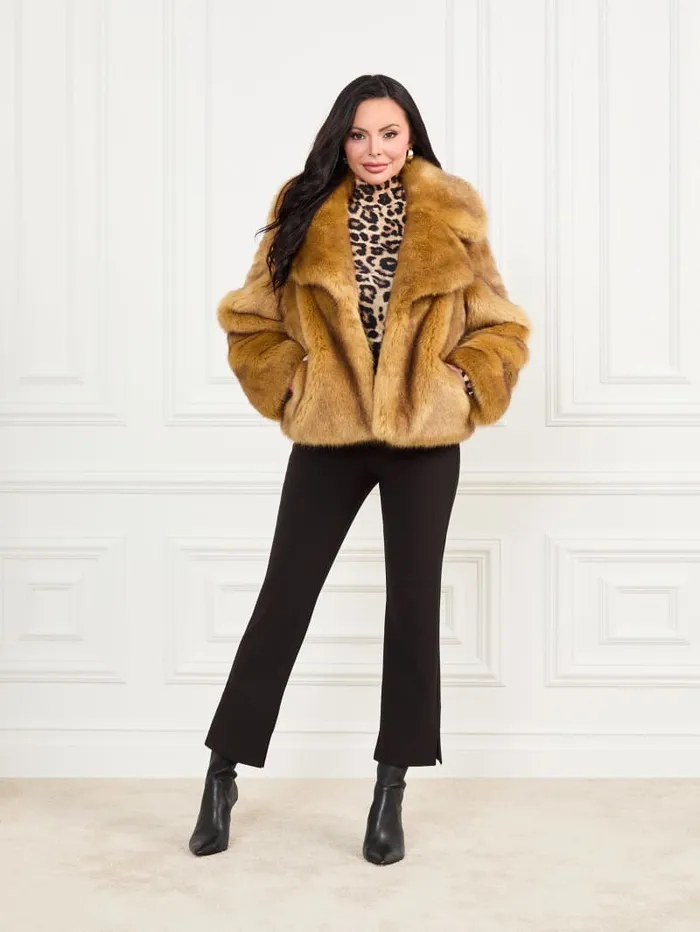GUESS Jackets and Coats New Gwenda FauxFur Jacket Beige 8211 Women