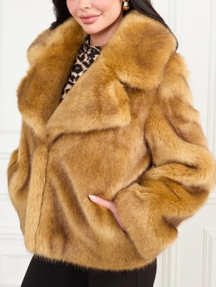 GUESS Jackets and Coats New Gwenda FauxFur Jacket Beige 8211 Women