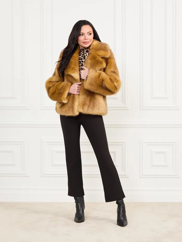 GUESS Jackets and Coats New Gwenda FauxFur Jacket Beige 8211 Women