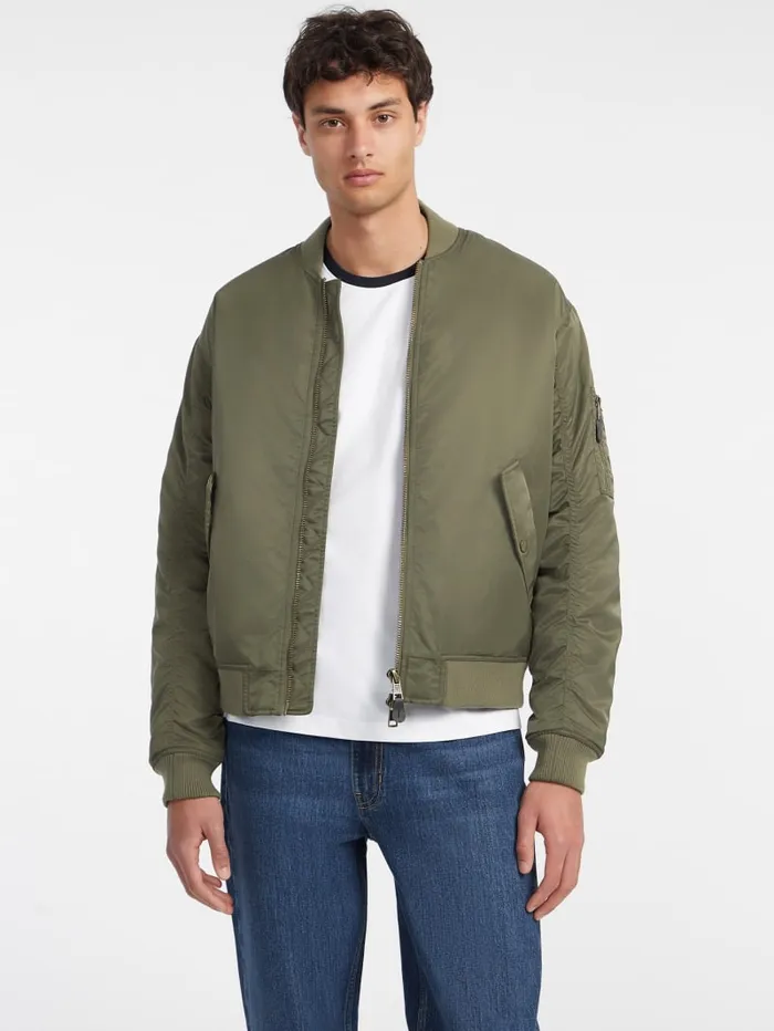 GUESS Jackets and Coats Nylon Bomber Jacket Green 8211 Men