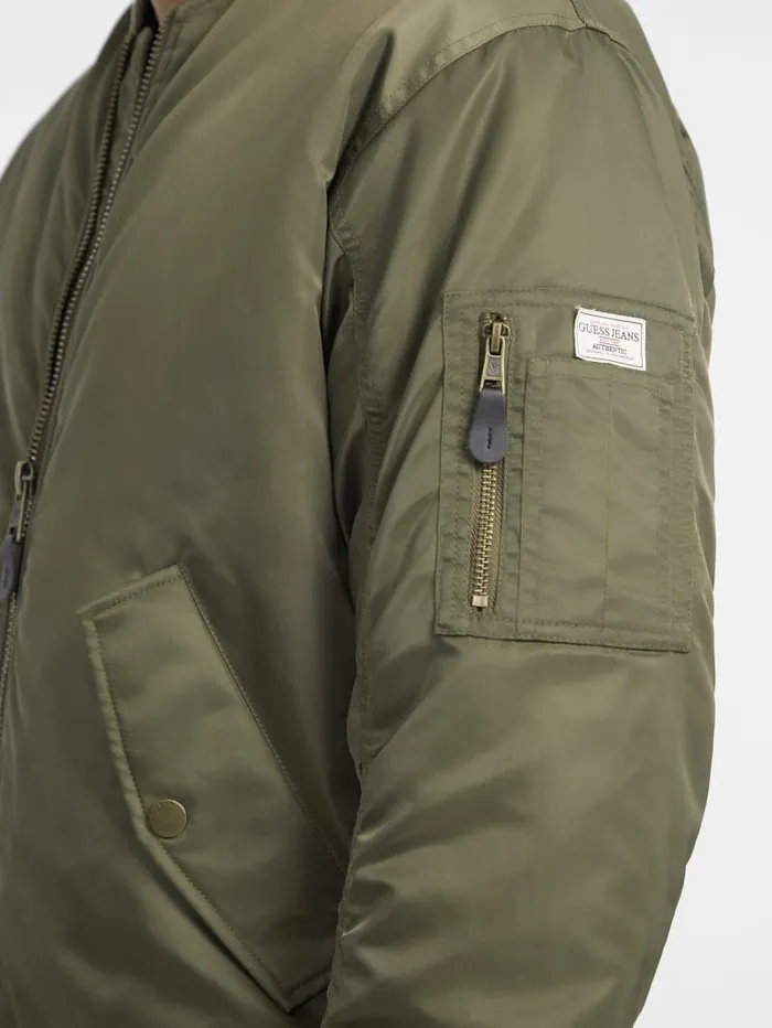 GUESS Jackets and Coats Nylon Bomber Jacket Green 8211 Men
