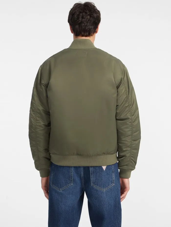 GUESS Jackets and Coats Nylon Bomber Jacket Green 8211 Men