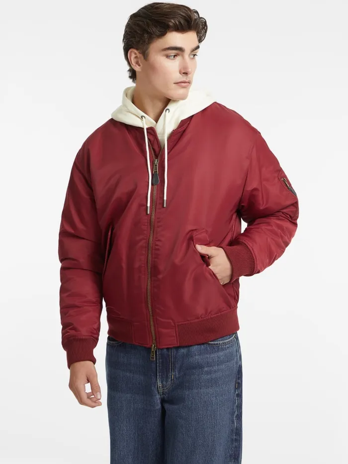 GUESS Jackets and Coats Nylon Bomber Jacket Green 8211 Men