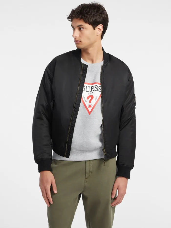 GUESS Jackets and Coats Nylon Bomber Jacket Green 8211 Men