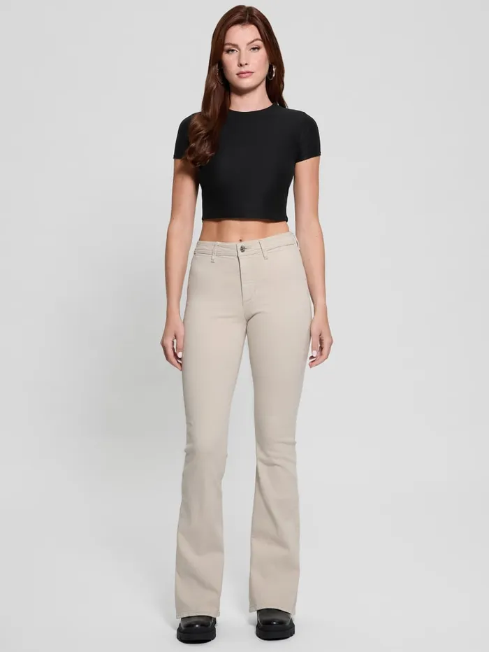 GUESS Jeans and Denim Eco Belle HighRise Flare Jeans Beige 8211 Women
