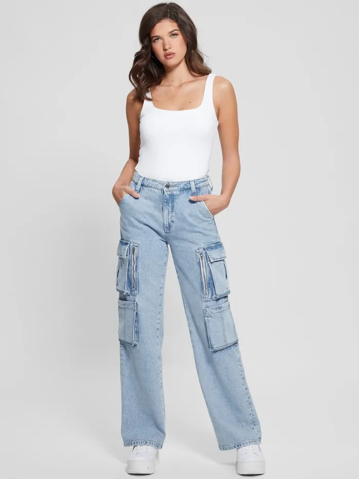 GUESS Jeans and Denim Eco Kori Cargo Jeans Blue 8211 Women