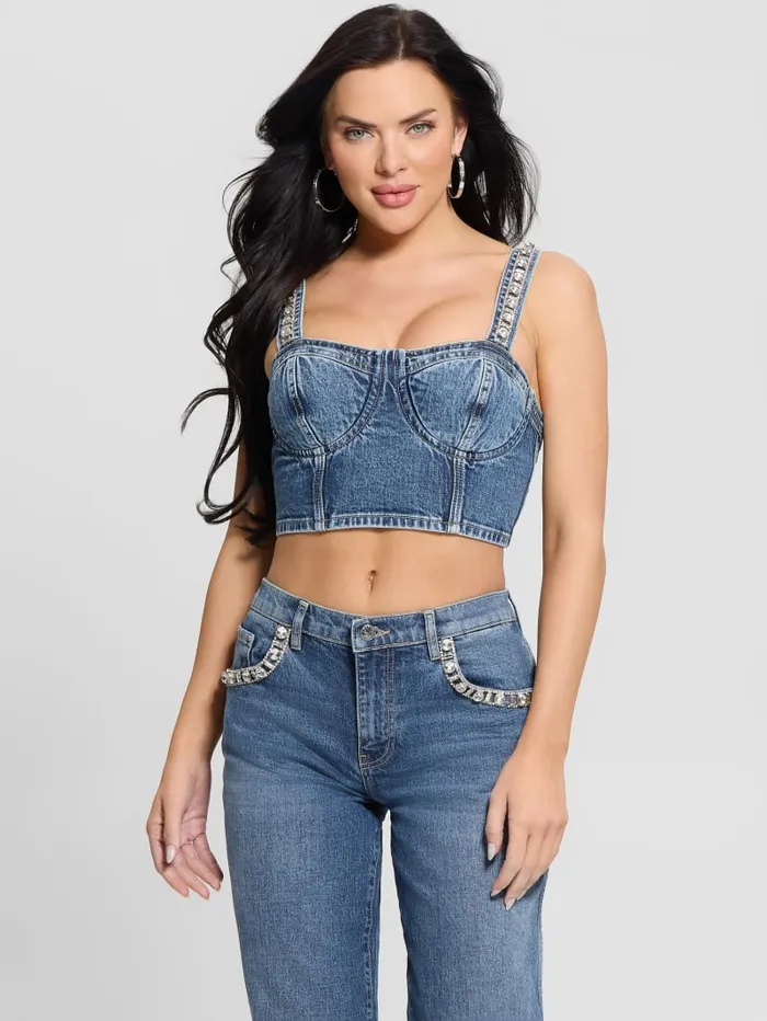 GUESS Jeans and Denim Kety Denim Bustier Blue 8211 Women